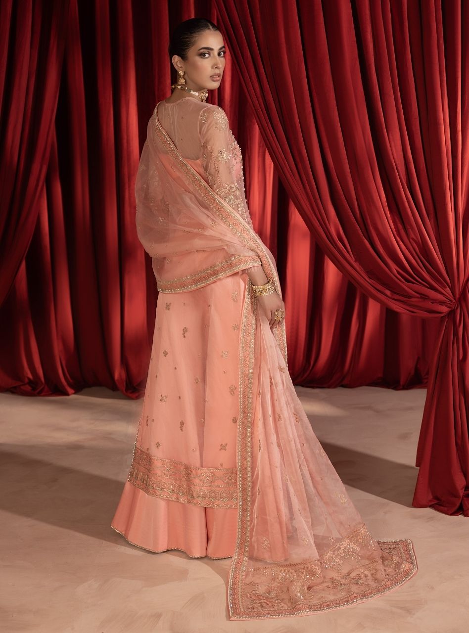Gulaab - Pink Front Open Jacket With Trousers & Dupatta