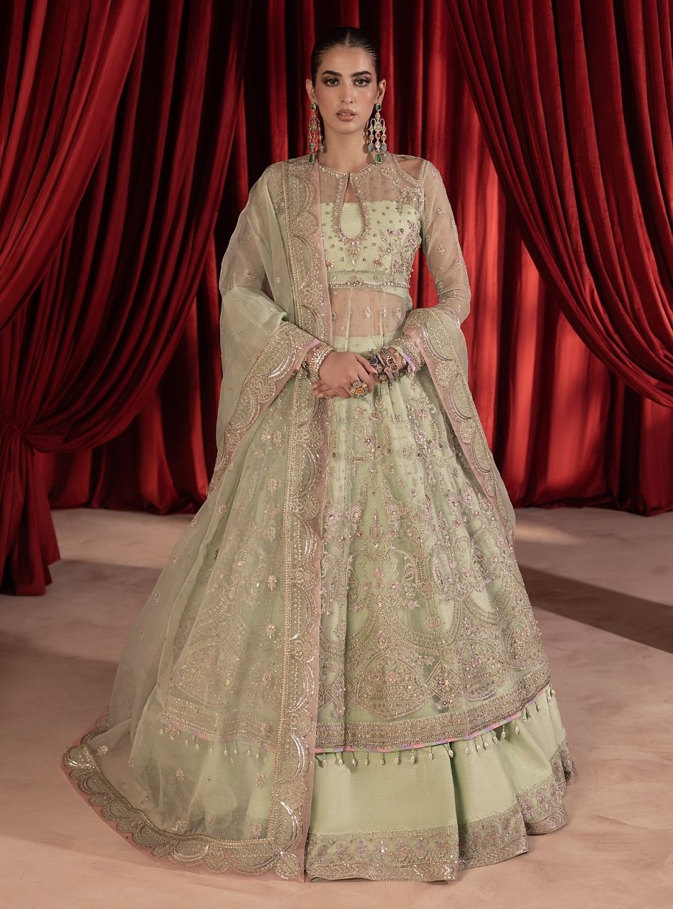 Paalki - Pistachio Peshwas with Lehenga & Dupatta