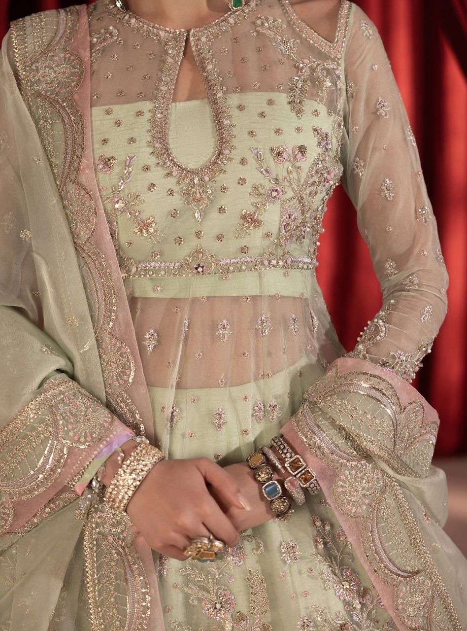 Paalki - Pistachio Peshwas with Lehenga & Dupatta