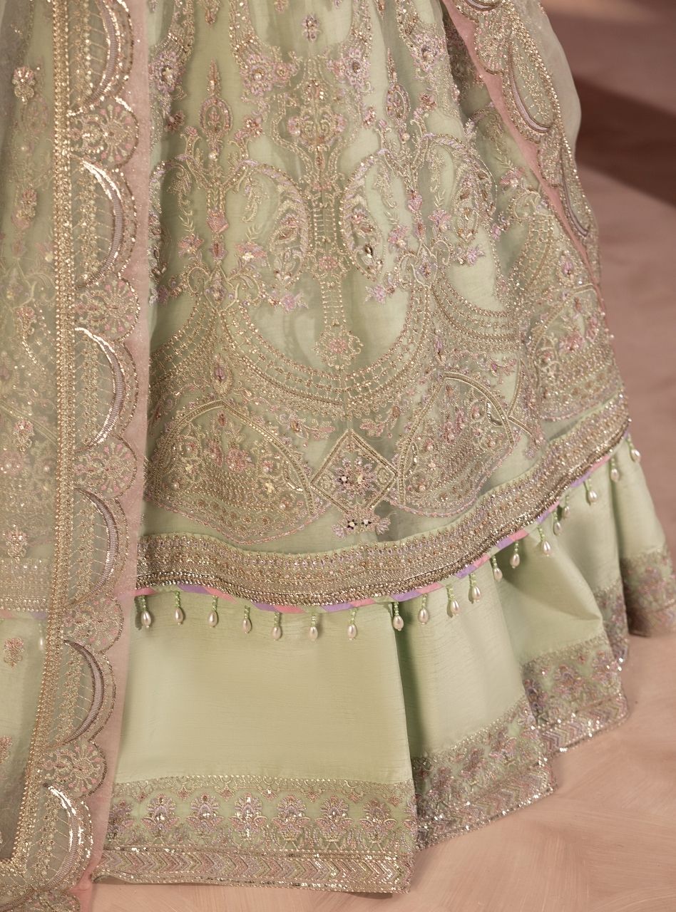Paalki - Pistachio Peshwas with Lehenga & Dupatta