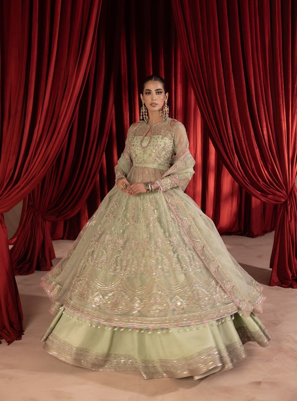 Paalki - Pistachio Peshwas with Lehenga & Dupatta