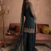 Shehnai - Teal Green Short Jacket Shirt with Sharara & Dupatta