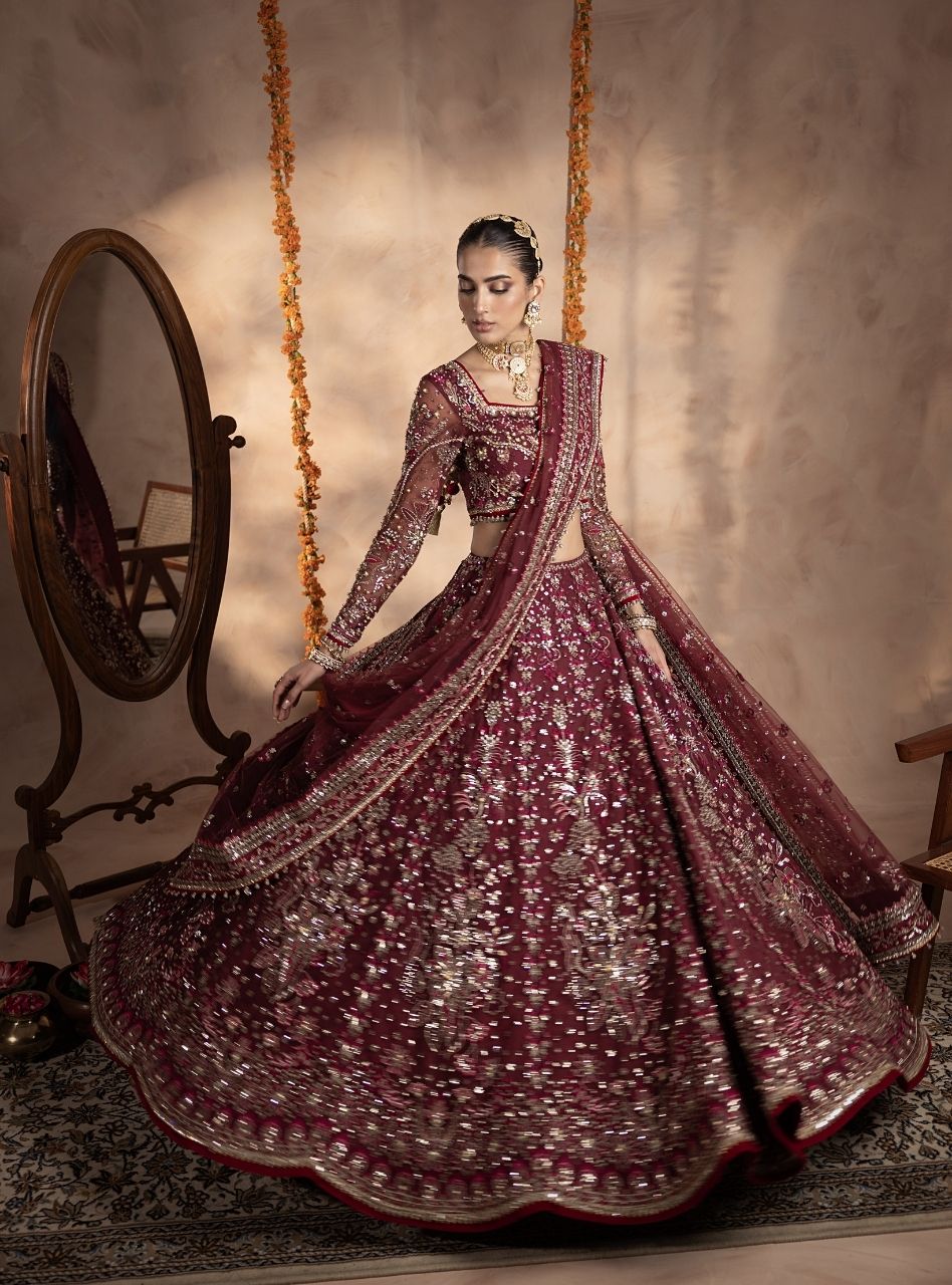 Uroosa - Maroon Lehenga Choli Bridal