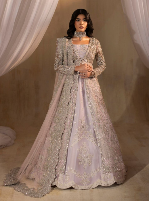 Zeenia - Lilac Lehenga Choli With Front Open Jacket Bridal