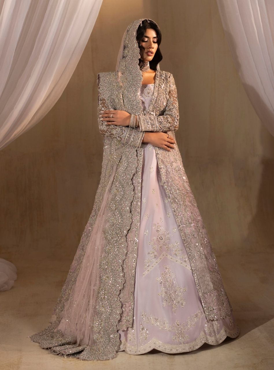 Zeenia - Lilac Lehenga Choli With Front Open Jacket Bridal