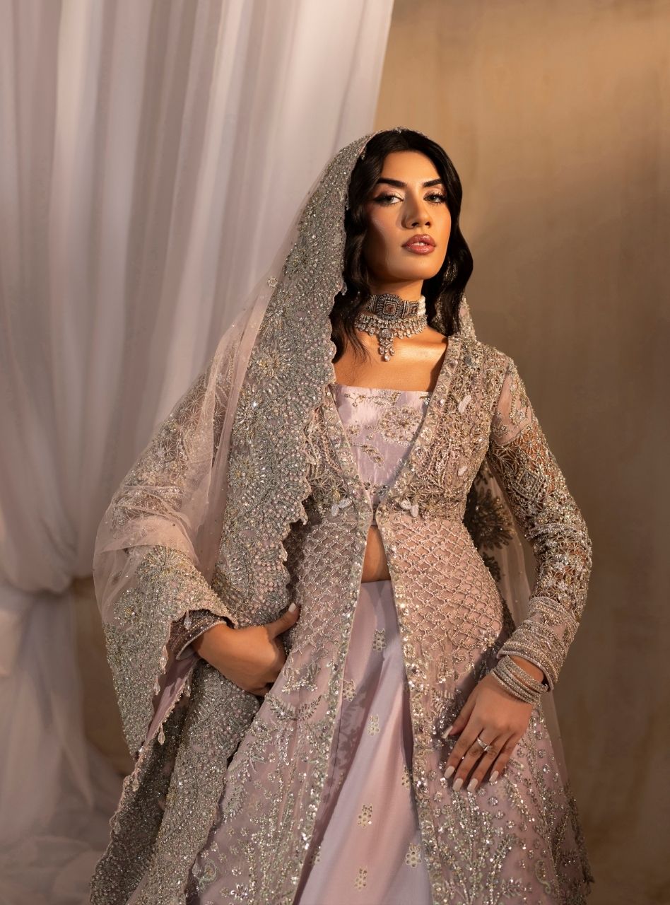 Zeenia - Lilac Lehenga Choli With Front Open Jacket Bridal